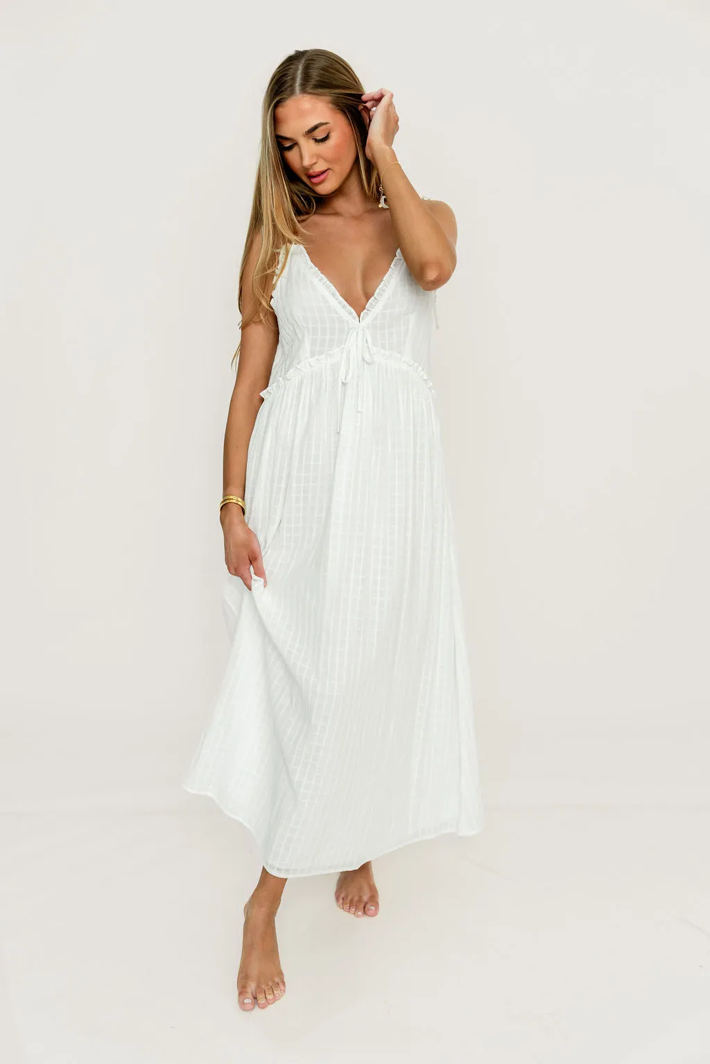 Nelli 100% Cotton Maxi Dress in White sold by Worth Collective