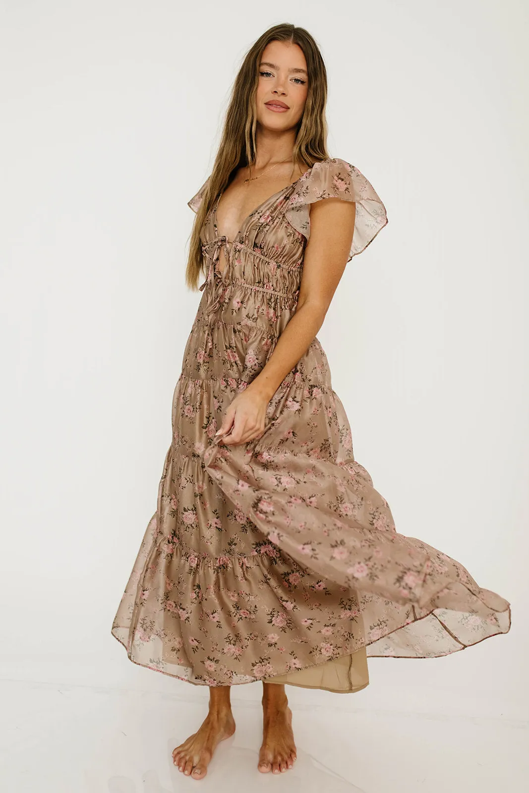 Enchanted Maxi Dress in Mauve Floral sold by Worth Collective