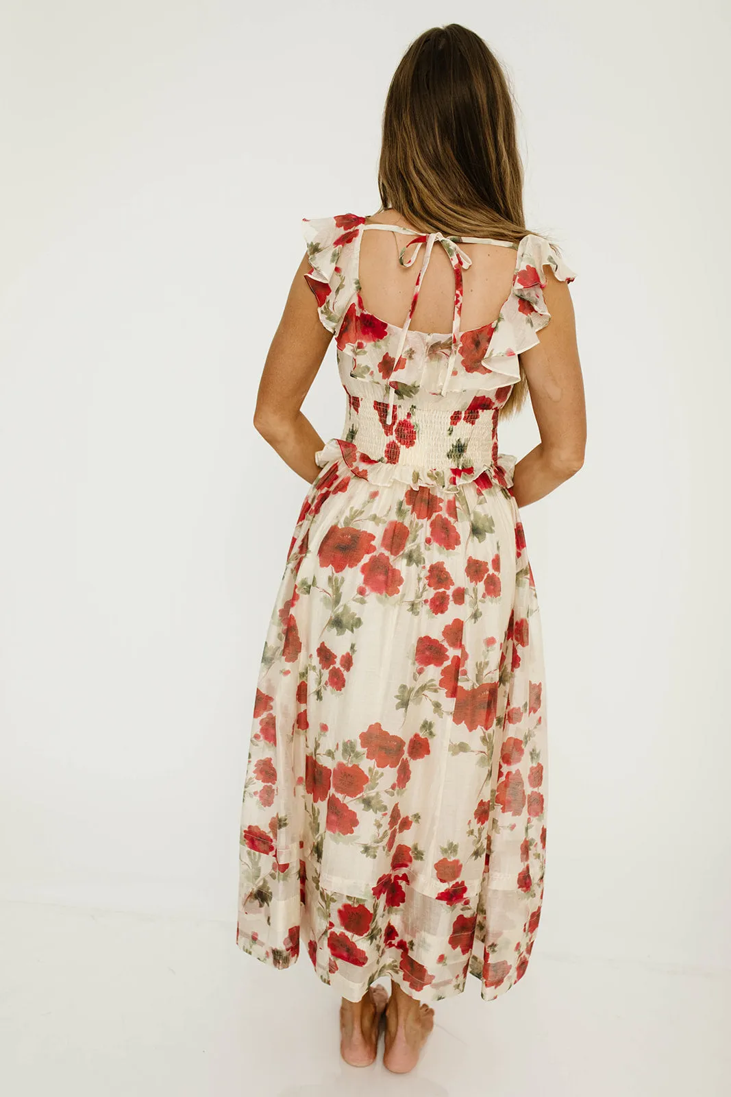 Pamela Floral Midi Dress in Red sold by Worth Collective product image thumbnail 5
