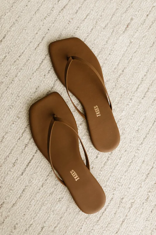 Tkees Lily Square Toe Sandal in Ganache made by TKEES