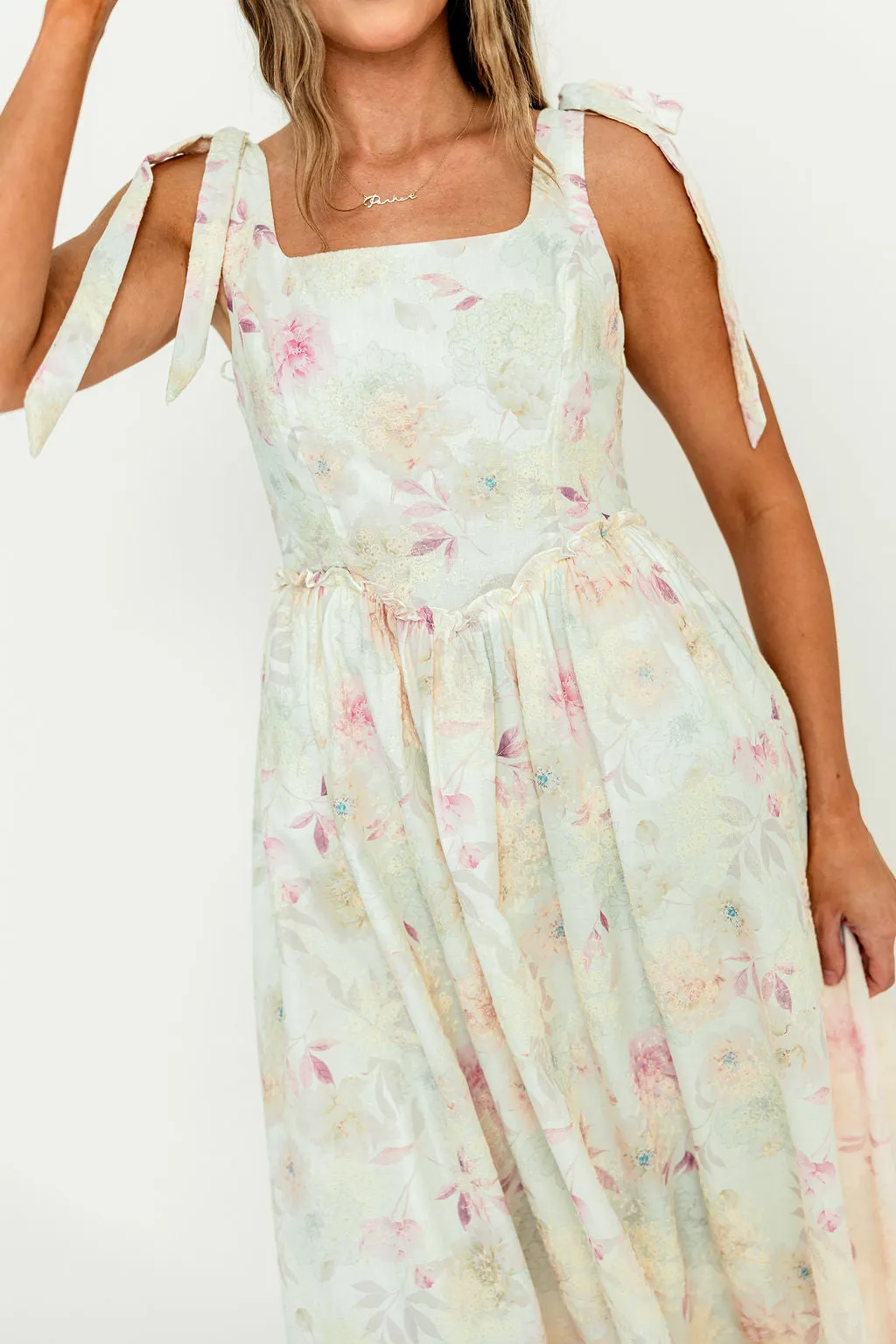 Jenny Floral Midi Dress in Light Pink sold by Worth Collective product image thumbnail 3