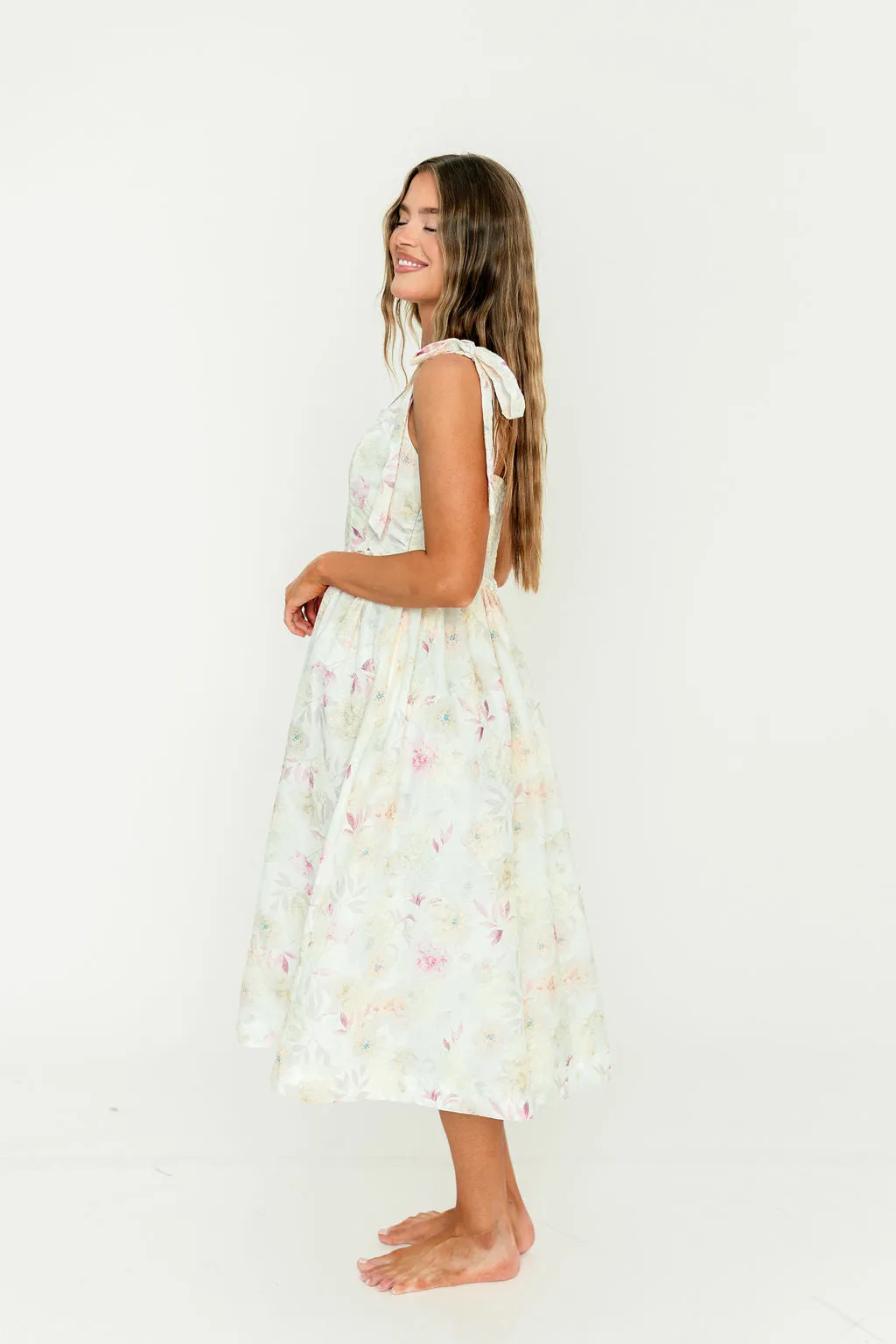Jenny Floral Midi Dress in Light Pink sold by Worth Collective product image thumbnail 5
