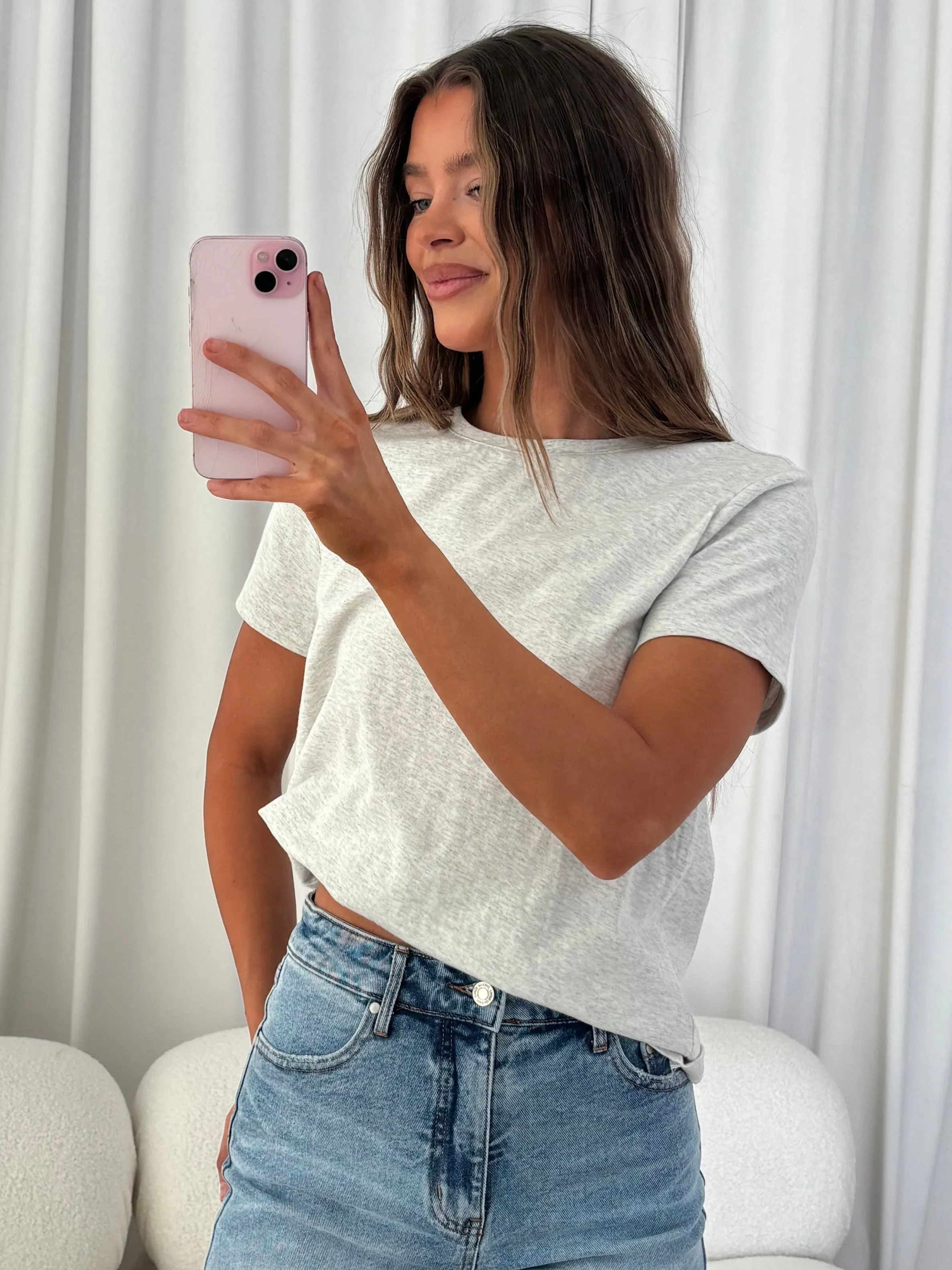 Asher Tee in Heather Grey sold by Worth Collective