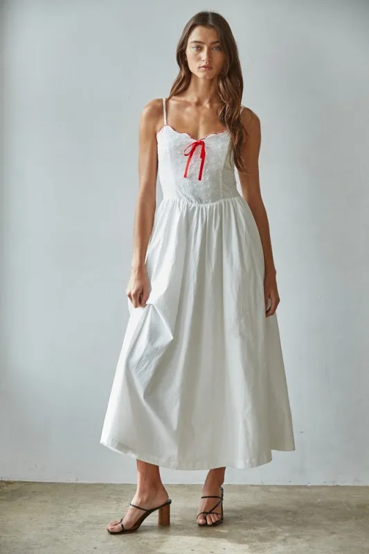Cerise Maxi Dress in White/Red made by By Together