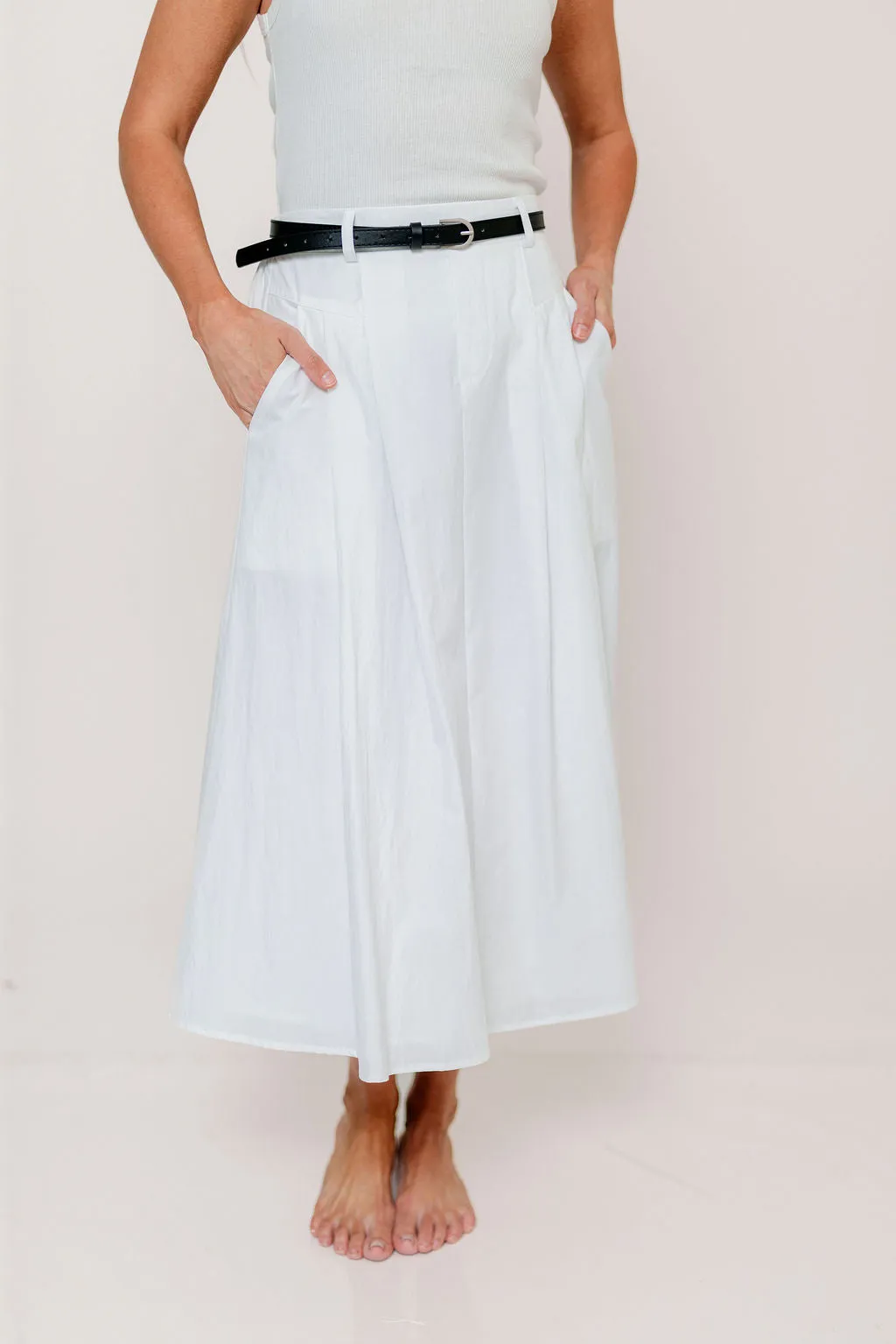 Central Park Midi Skirt with Belt in White sold by Worth Collective product image thumbnail 5