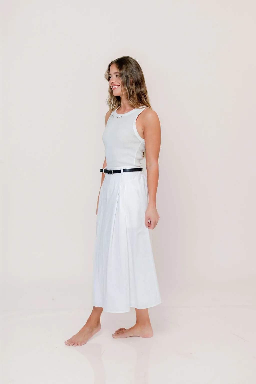 Central Park Midi Skirt with Belt in White sold by Worth Collective product image thumbnail 2