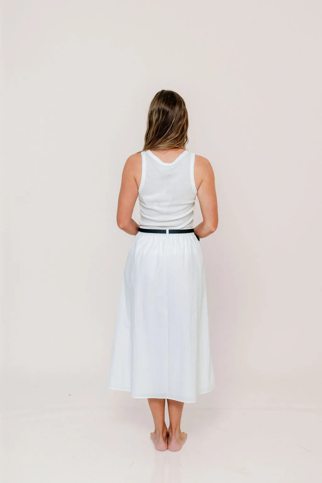 Central Park Midi Skirt with Belt in White sold by Worth Collective product image thumbnail 3