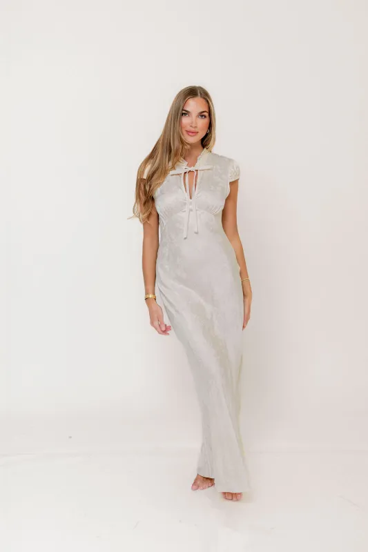 Portofino Maxi Dress in Ivory Jacquard made by Rumored