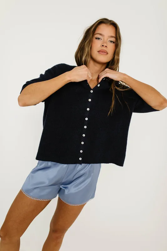 Cherie Cardigan Top in Navy made by Worth Collective