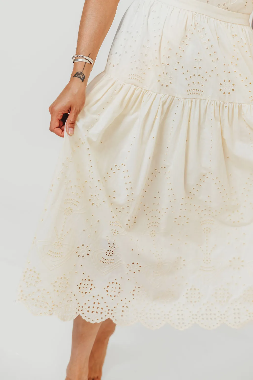 Betsy Eyelet Embroidered Maxi Dress in Ivory sold by Worth Collective product image thumbnail 4