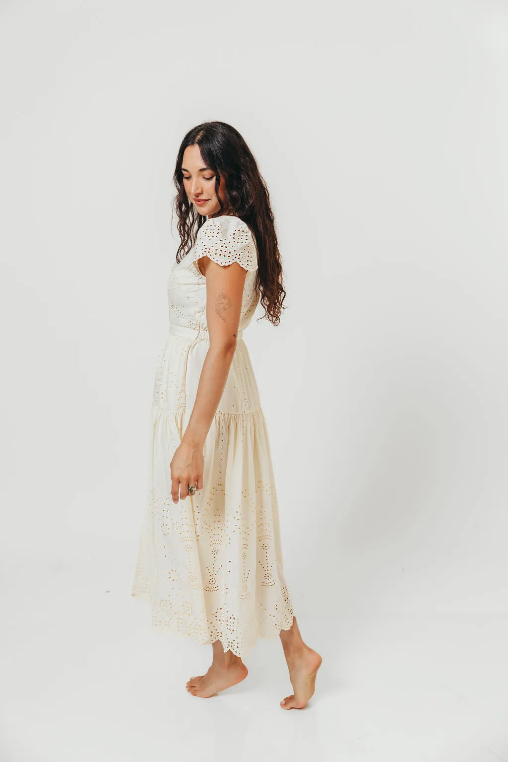 Betsy Eyelet Embroidered Maxi Dress in Ivory sold by Worth Collective product image thumbnail 5