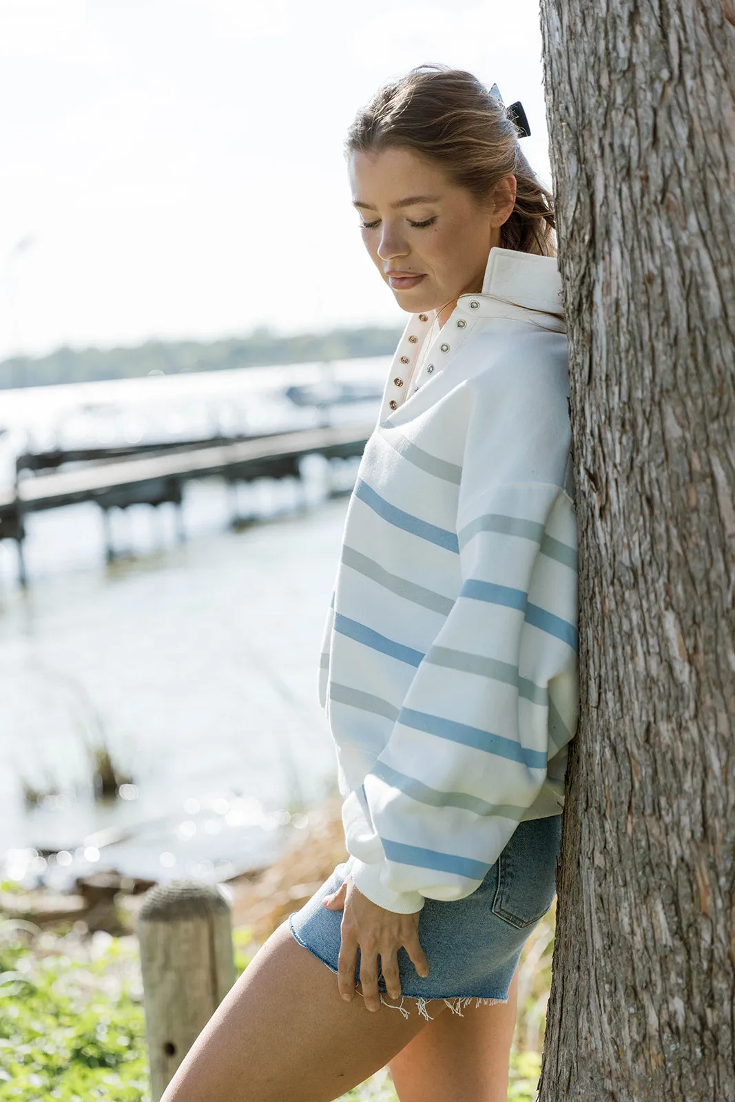 Jackson Pullover in White/Blue sold by Worth Collective product image thumbnail 4