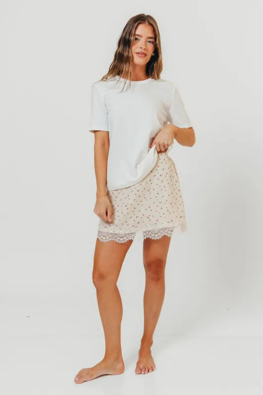 Alessia Ditsy Floral Lace Trim Mini Skort in Cream/Rust made by Wishlist