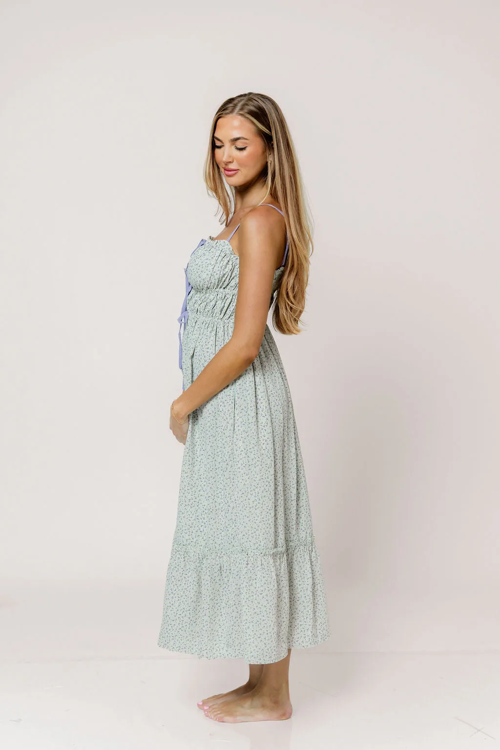 Mckenzie Ditsy Floral Midi Dress in Sage sold by Worth Collective product image thumbnail 5