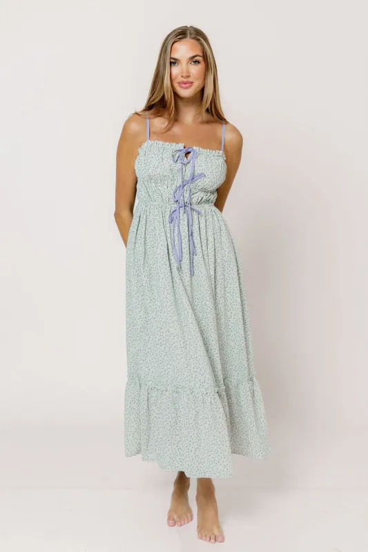 Mckenzie Ditsy Floral Midi Dress in Sage made by idem ditto