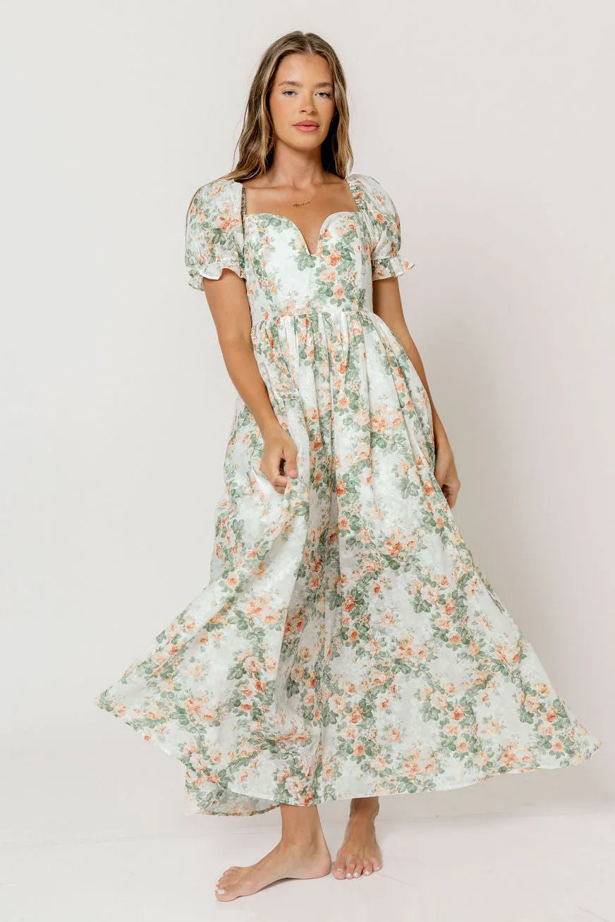 Raelynn Floral Maxi Dress in Cream/Dusty Peach sold by Worth Collective product image thumbnail 3