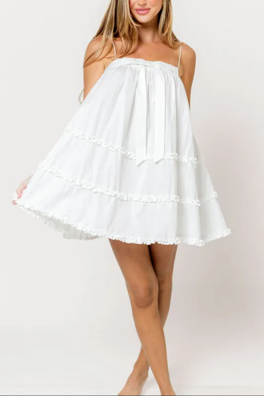 Aniya Mini Dress in Off-White made by MABLE