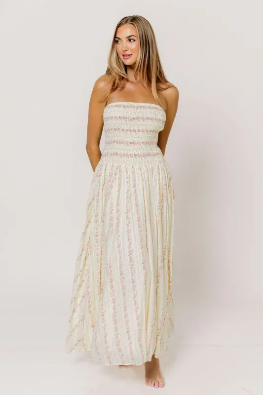 Elina Floral Midi Dress in Pink made by MABLE
