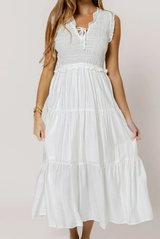 Meredith Smocked Midi Dress in Off White sold by Worth Collective product image thumbnail 2