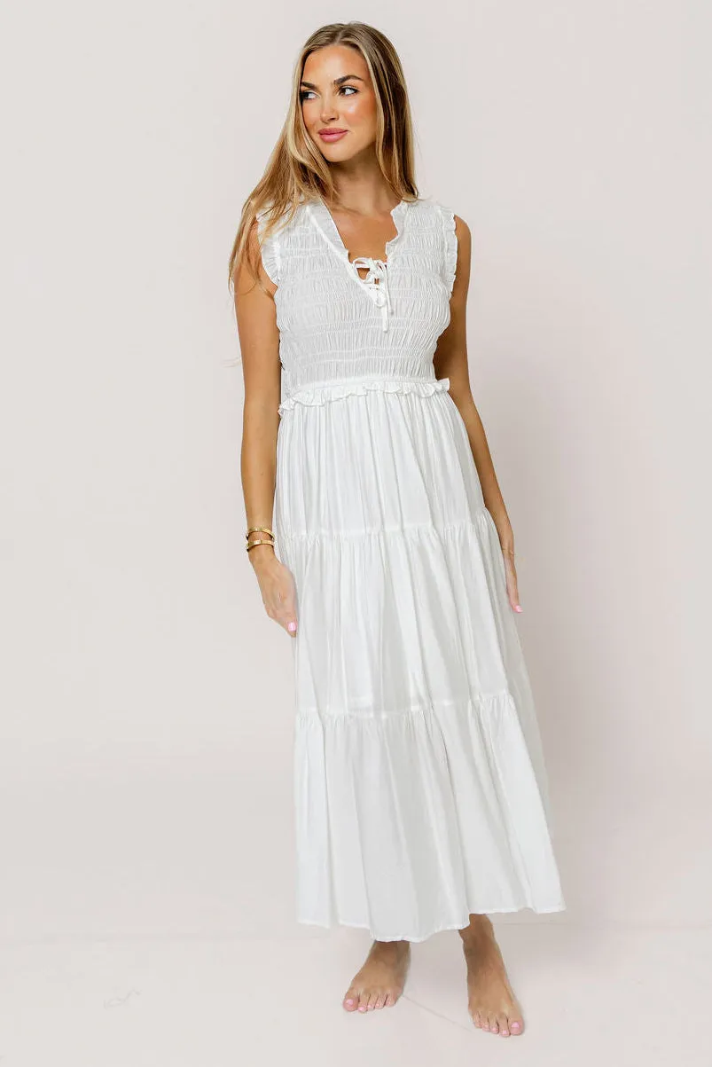 Meredith Smocked Midi Dress in Off White sold by Worth Collective product image thumbnail 3
