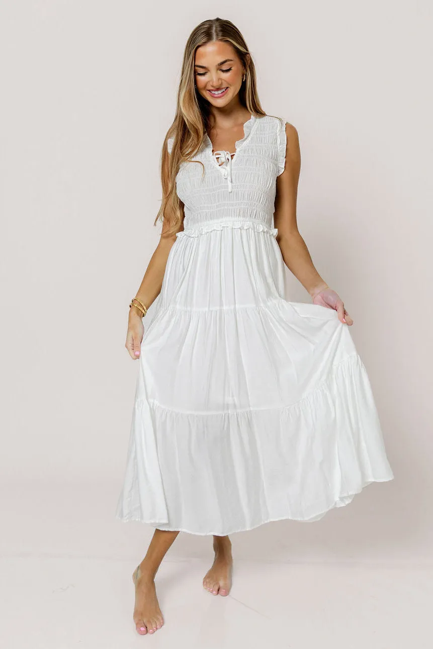 Meredith Smocked Midi Dress in Off White sold by Worth Collective product image thumbnail 5