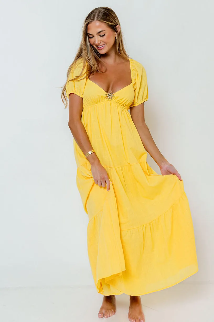 Vickie Tiered Maxi Dress in Yellow sold by Worth Collective product image thumbnail 2