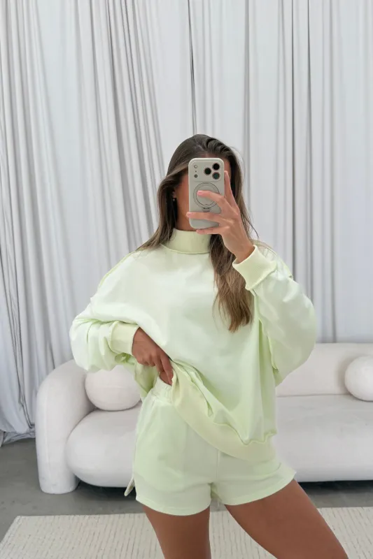 Tillie Relaxed Mock Neck Pullover and Shorts Set in Green *Final Sale* made by TCEC