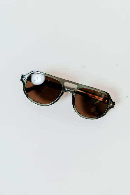 Clay Double Bridge Aviator Polarized Sunglasses in Sage Green with Brown Lens made by Worth Collective