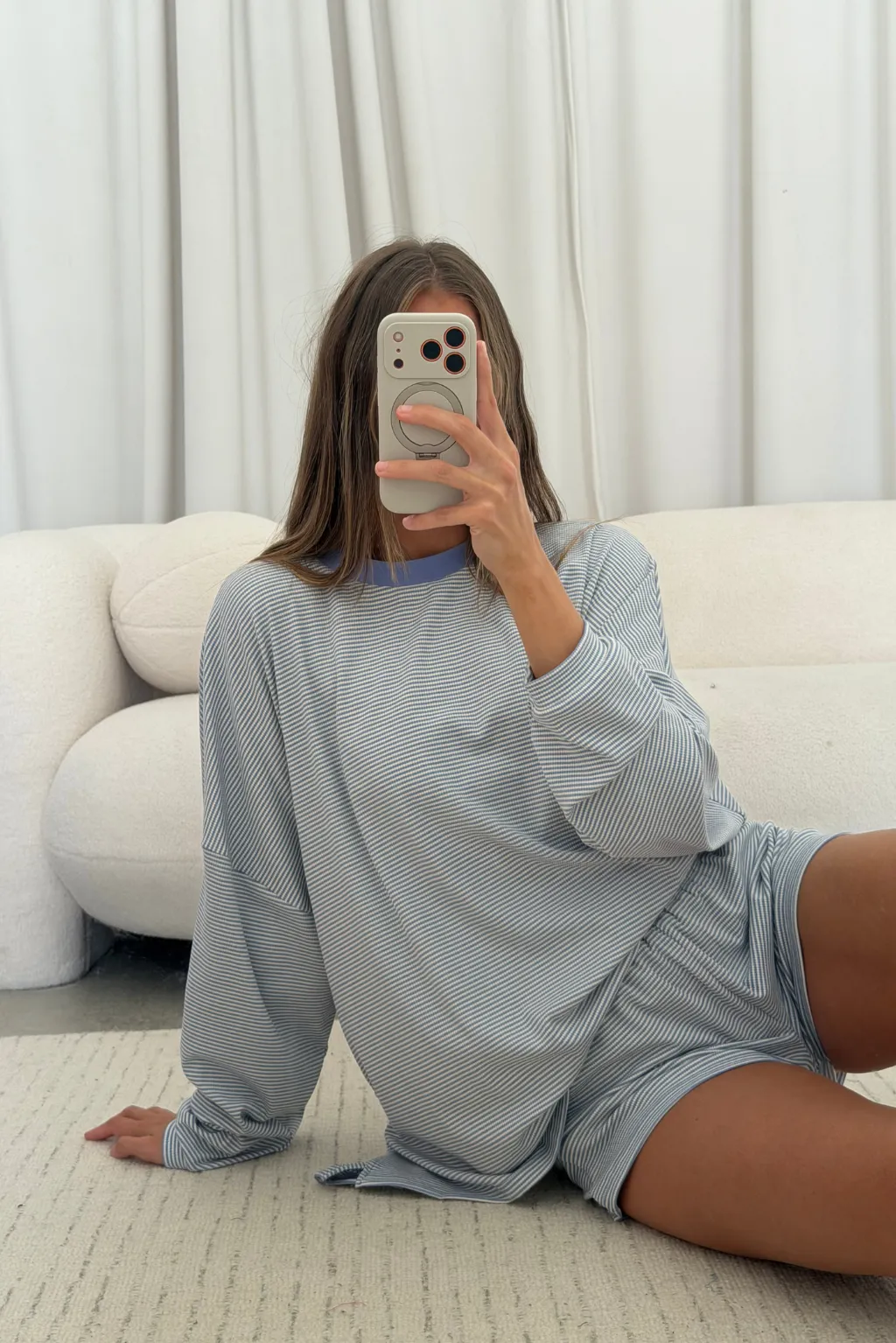 Crawford Striped Ribbed Shorts in Periwinkle sold by Worth Collective product image thumbnail 4