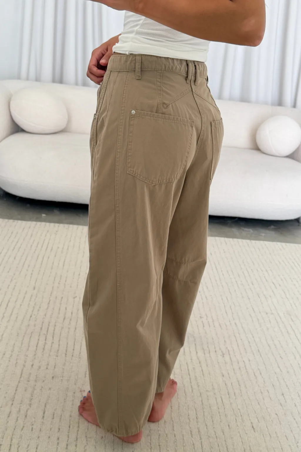 Lance Wide Leg Barrel Pants in Taupe sold by Worth Collective product image thumbnail 3