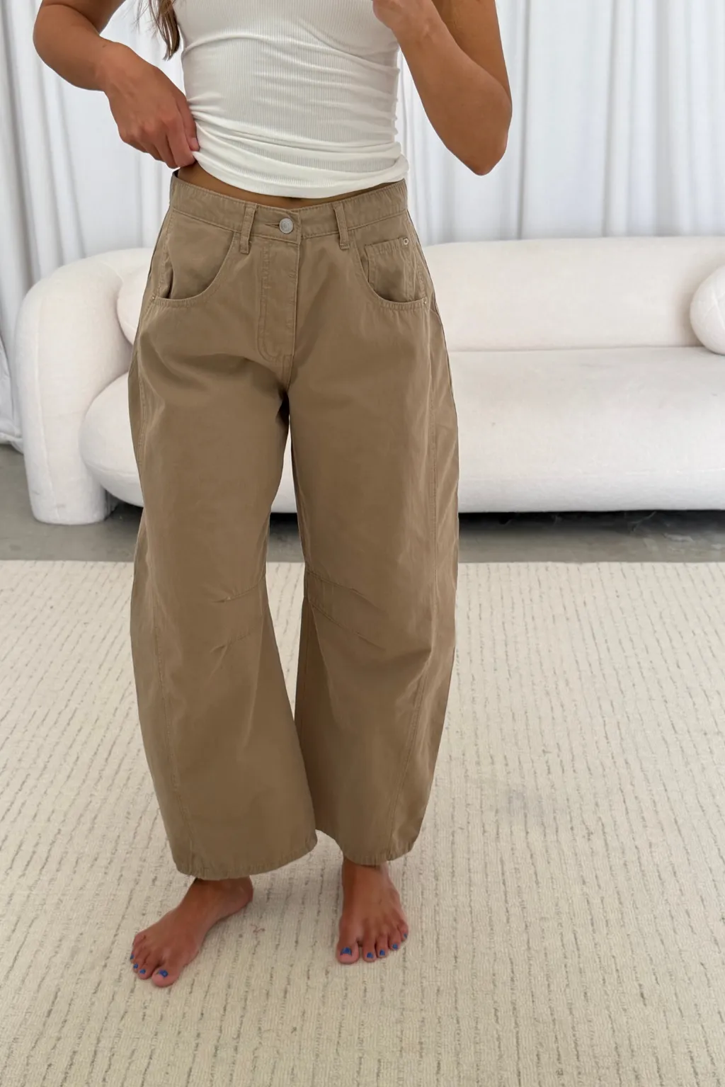 Lance Wide Leg Barrel Pants in Taupe sold by Worth Collective product image thumbnail 4