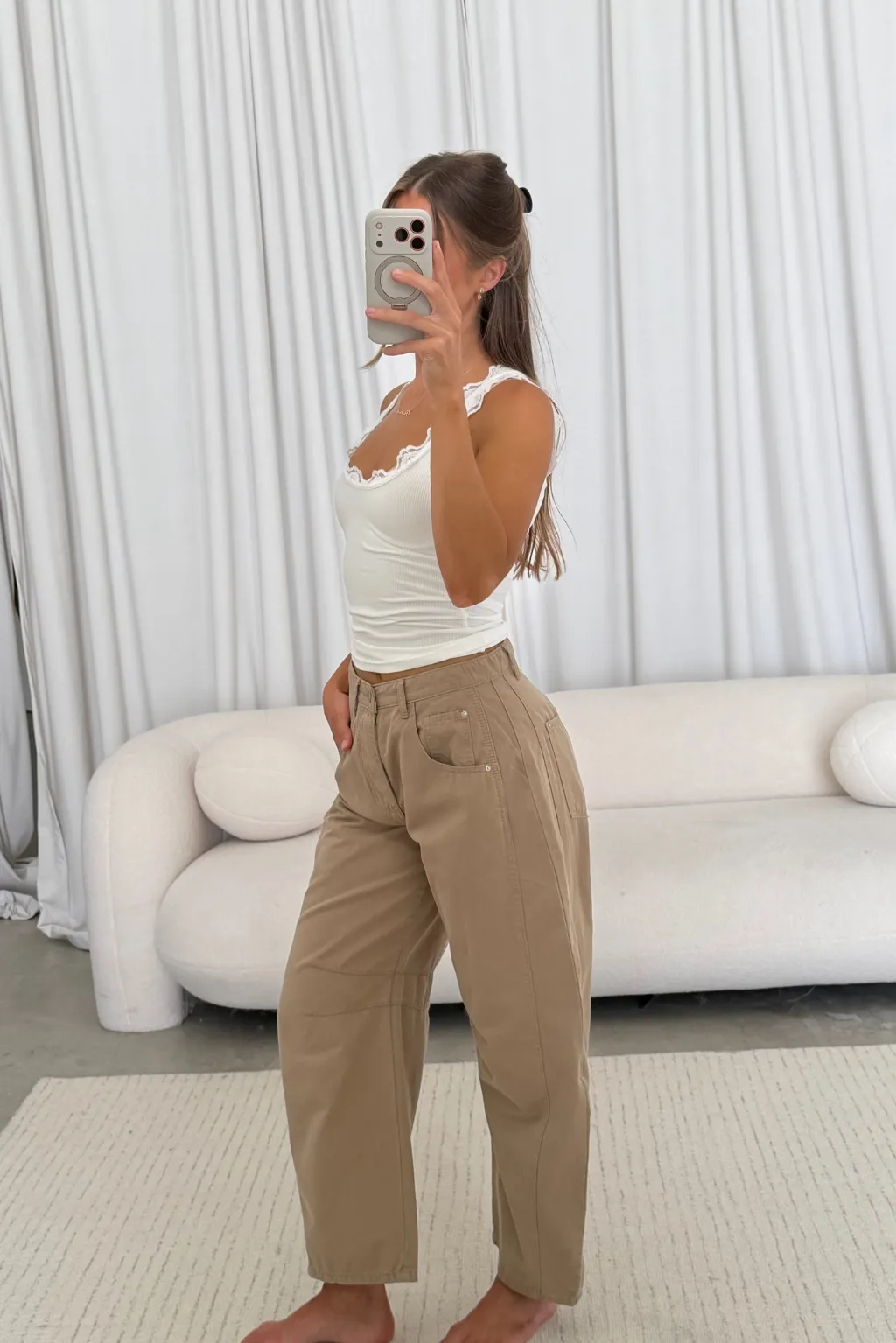 Lance Wide Leg Barrel Pants in Taupe sold by Worth Collective product image thumbnail 5