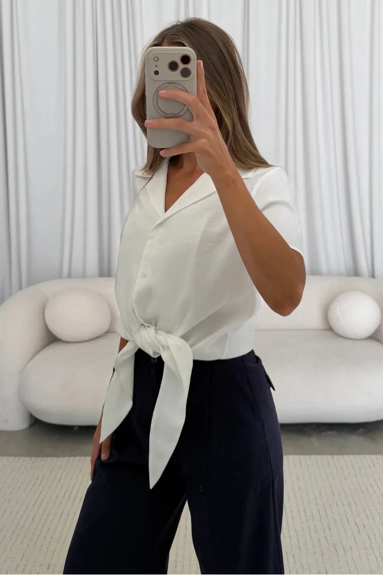 Birdie Front Tie Blouse in White sold by Worth Collective product image thumbnail 3