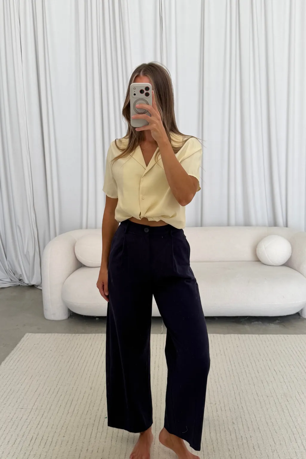 Birdie Front Tie Blouse in Light Yellow sold by Worth Collective product image thumbnail 3