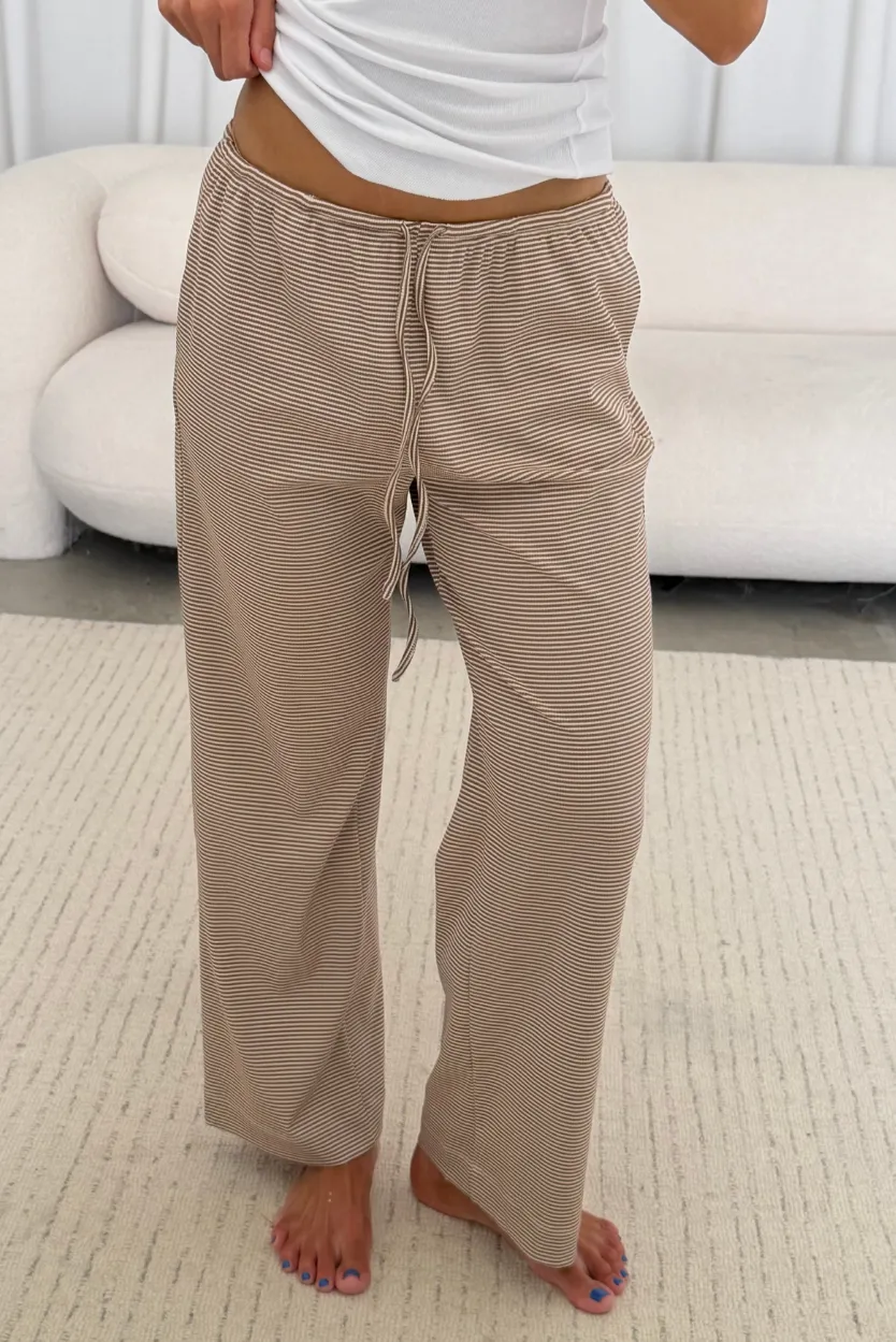 Paxton Striped Knit Pants in Mocha/Cream *Final Sale* sold by Worth Collective