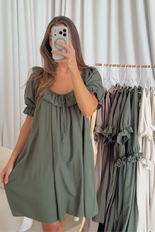 Betty Mini Dress in Forest Green - Bump Friendly (Seasonal Dress- Limited Quantity/Not Restocking) made by Worth Collective