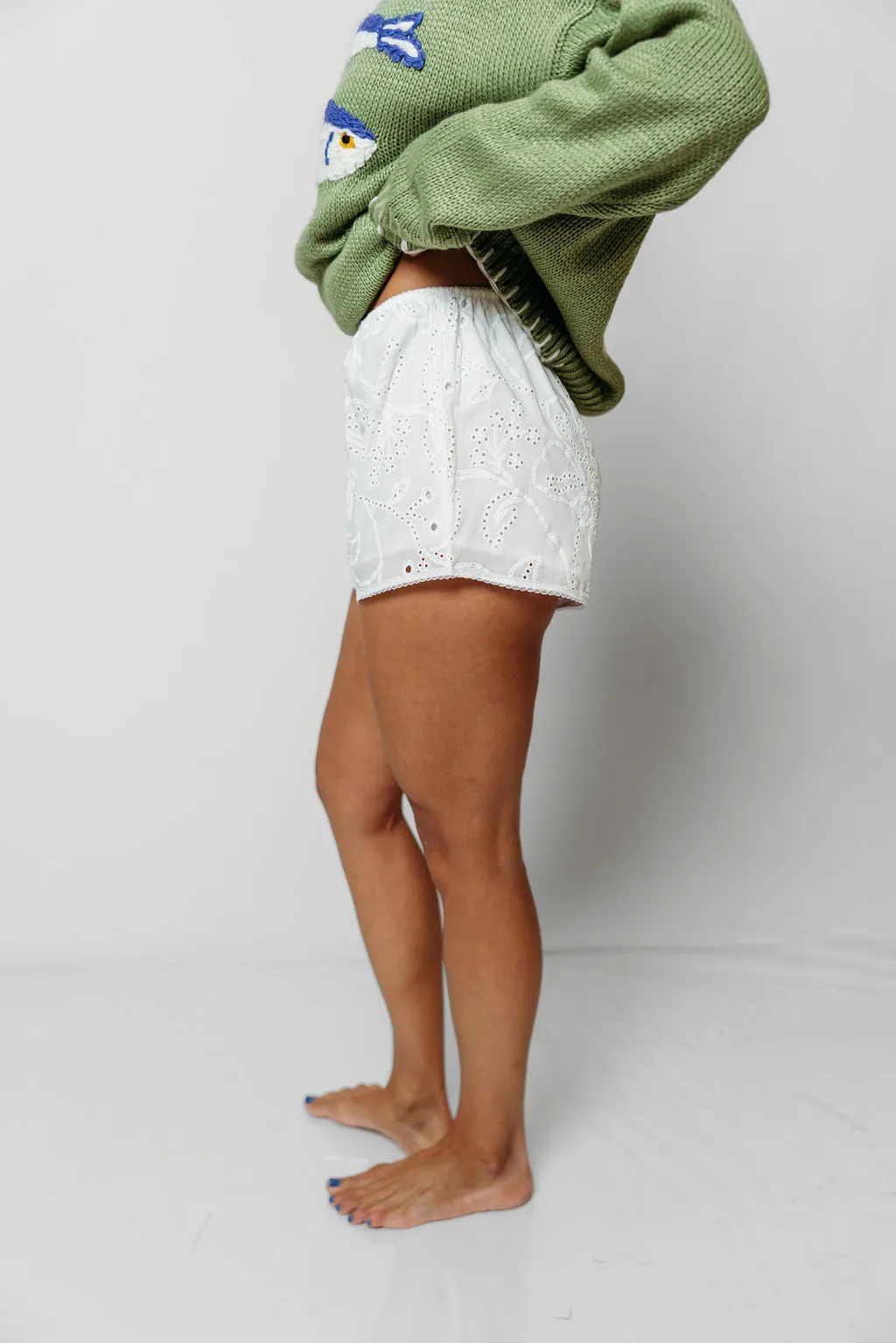 Pinkett 100% Cotton Eyelet Shorts in Off-White sold by Worth Collective product image thumbnail 5