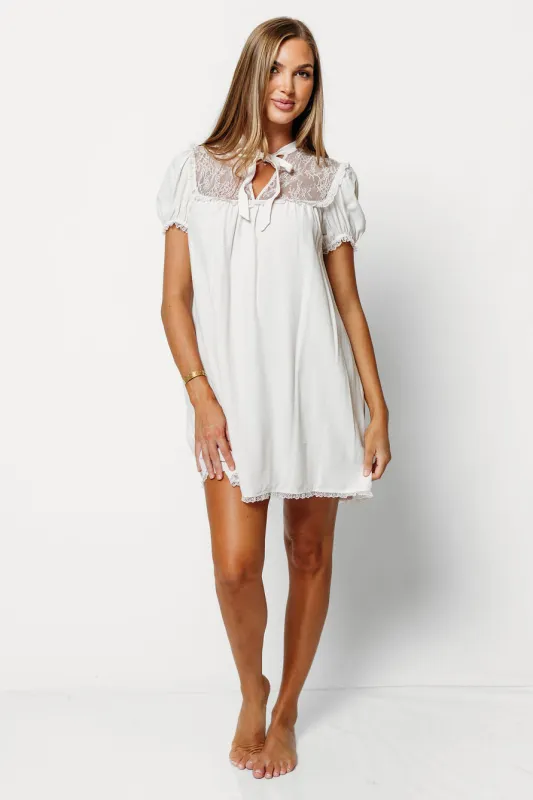Eyre Mini Dress in Ivory made by Rumored