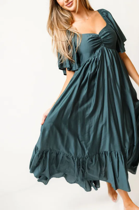 Nia Midi Dress in Emerald Green - Bump Friendly made by In February