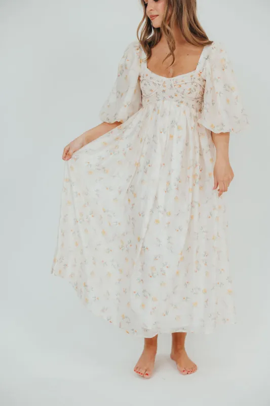 Harlow Maxi Dress in Tiny Yellow Floral - Bump Friendly & Inclusive Sizing (S-3XL) *Final-Sale* sold by Worth Collective