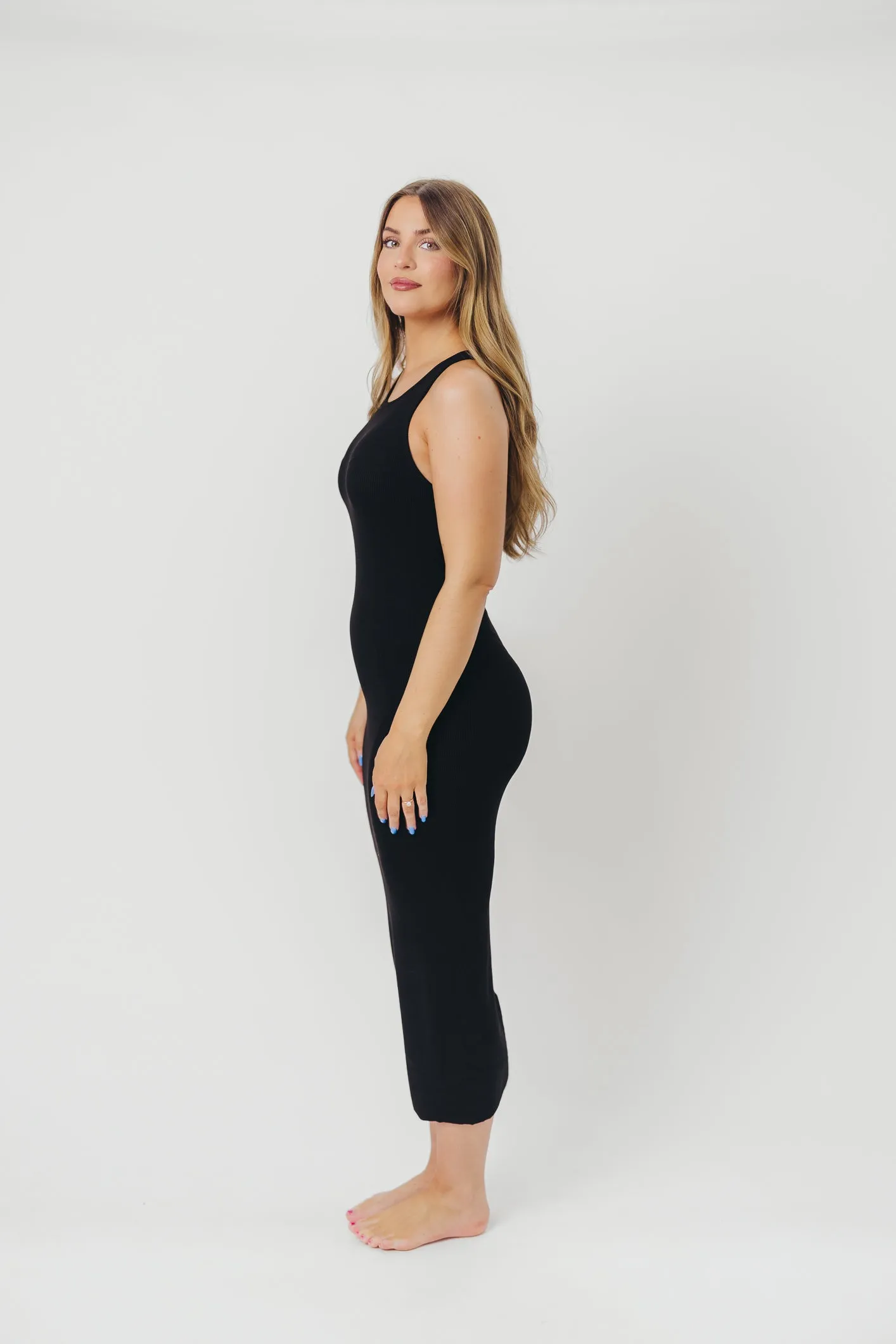 Camille Tank Midi Dress with Racerback in Black sold by Worth Collective product image thumbnail 3