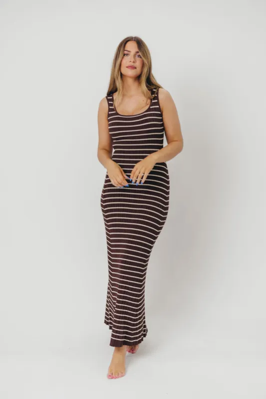 Scarlett Tank Maxi Dress in Brown/Cream sold by Worth Collective