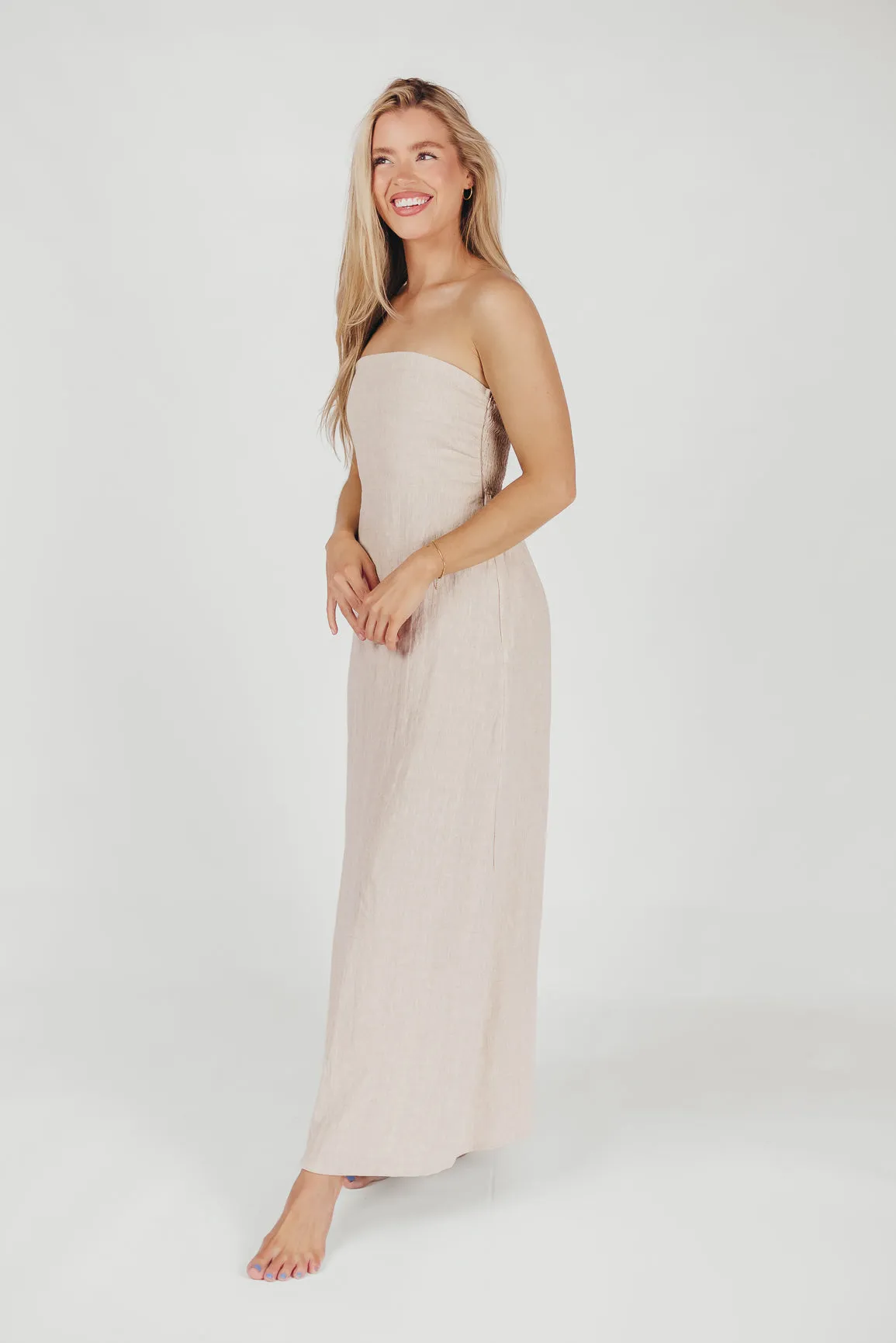 Blair Linen Maxi Dress in Melange sold by Worth Collective product image thumbnail 3