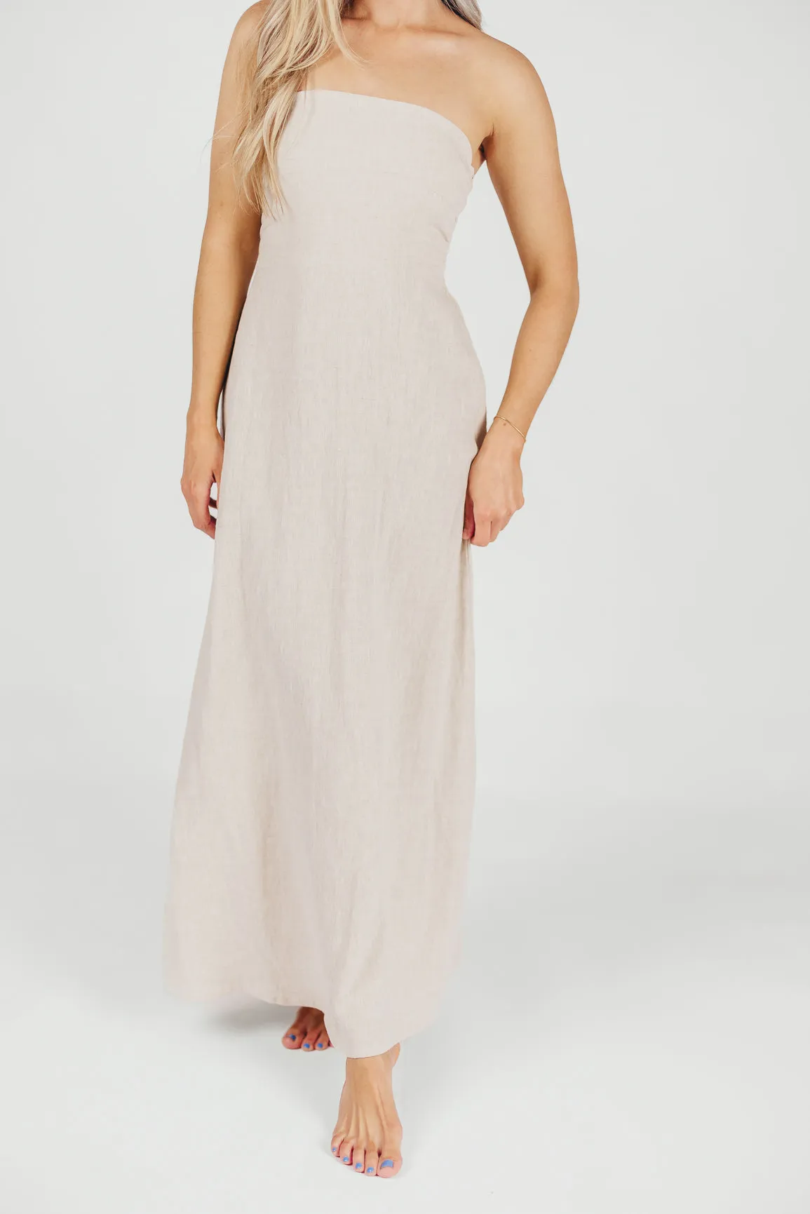 Blair Linen Maxi Dress in Melange sold by Worth Collective