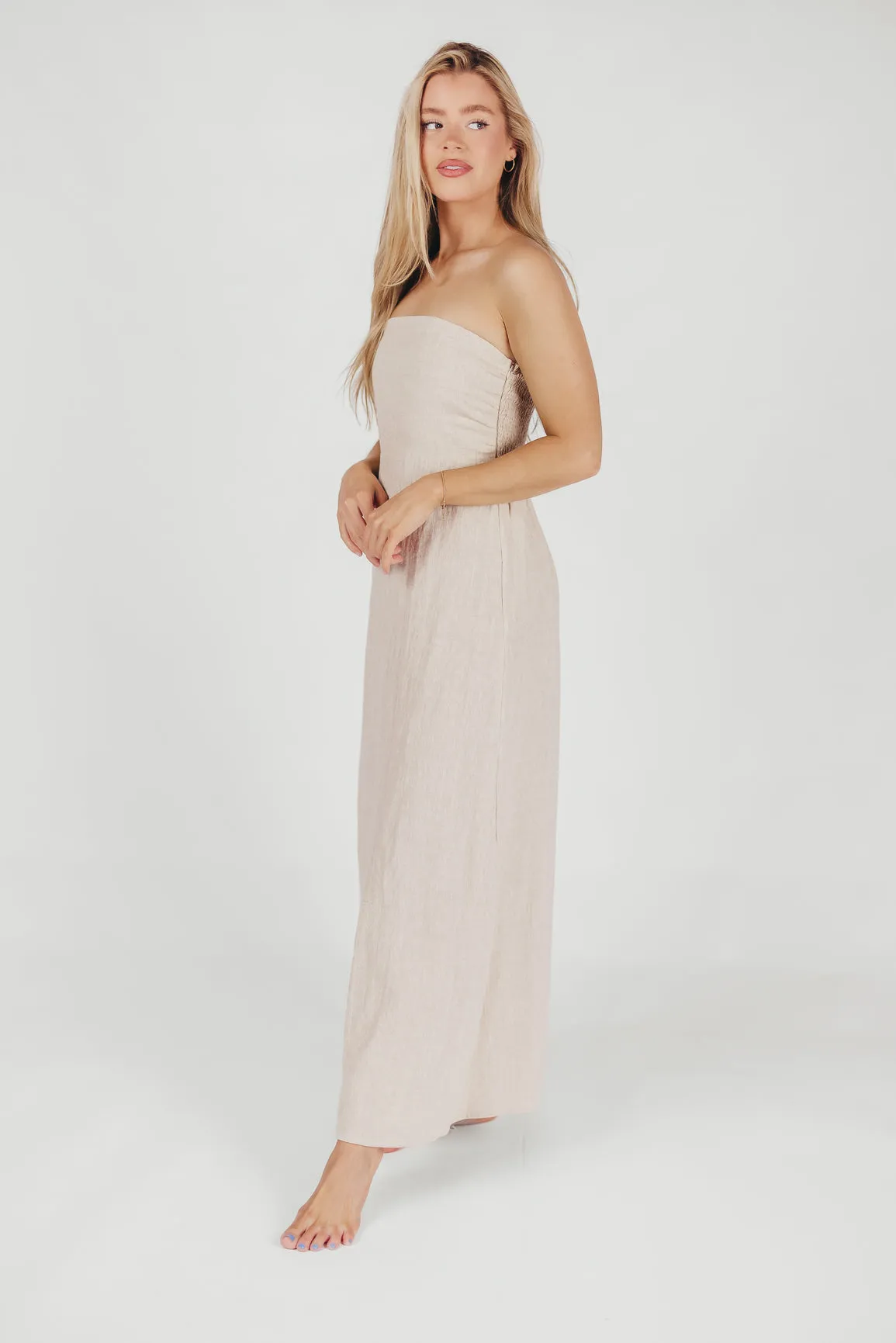 Blair Linen Maxi Dress in Melange sold by Worth Collective product image thumbnail 2