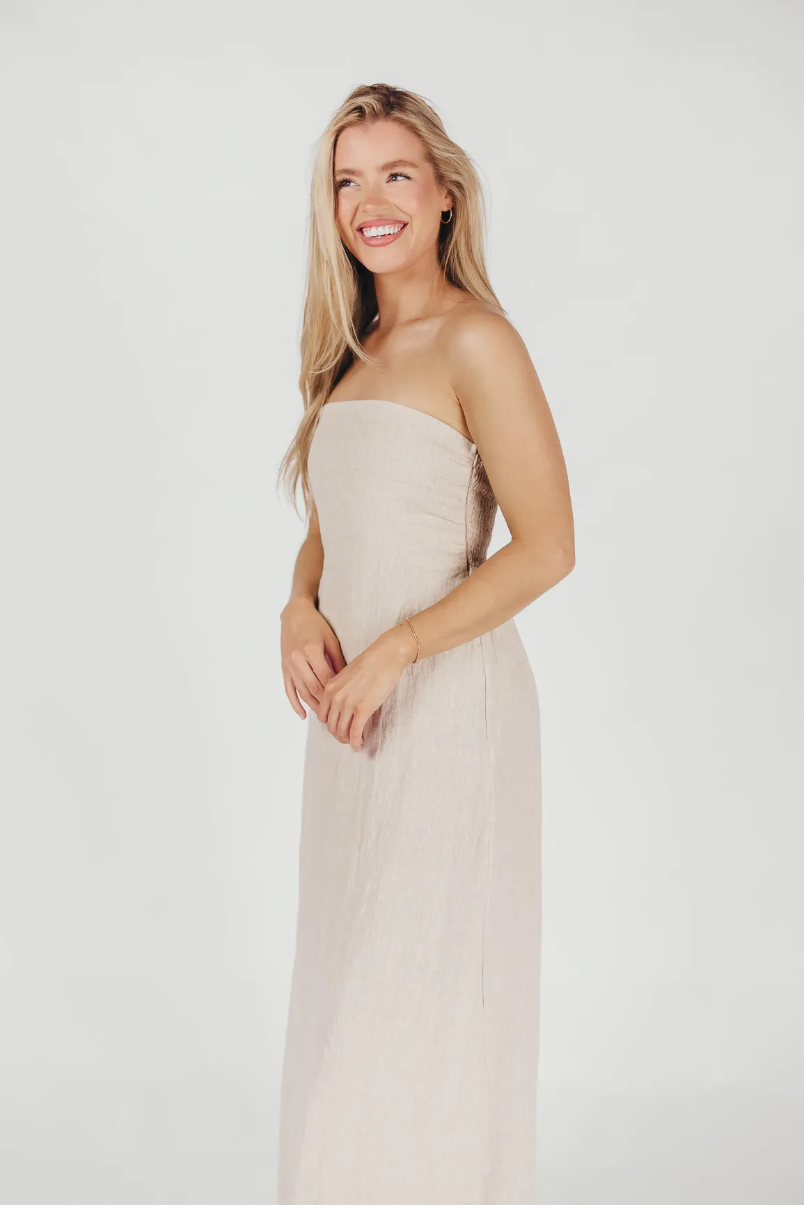 Blair Linen Maxi Dress in Melange sold by Worth Collective product image thumbnail 4