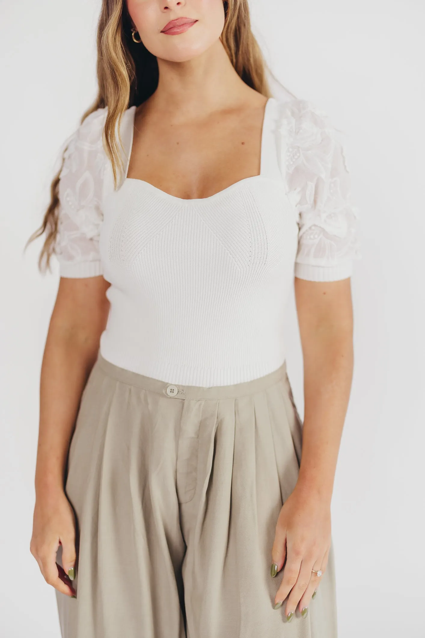 ASTR Charis Sweater in White sold by Worth Collective