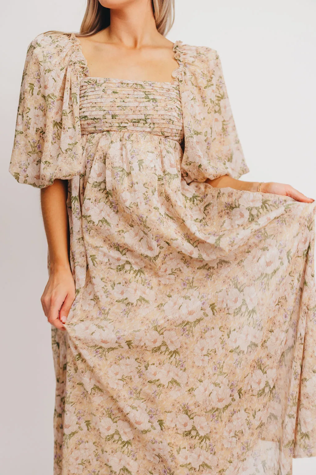 Melody Maxi Dress with Pleats and Bow Detail in Winter Floral - Bump Friendly & Inclusive Sizing (S-3XL) sold by Worth Collective product image thumbnail 5