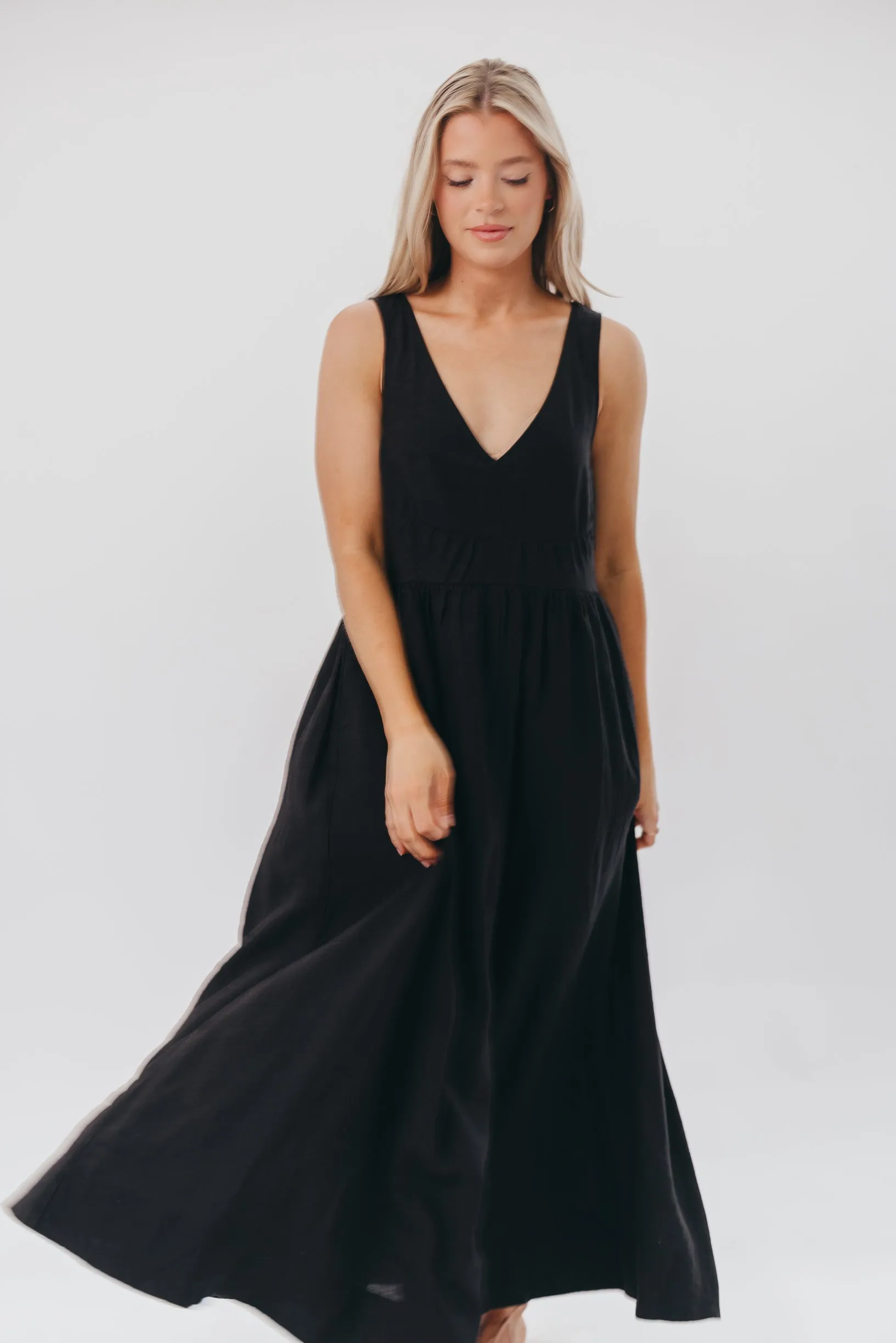 Eleonie 100% Linen Maxi Dress in Black sold by Worth Collective product image thumbnail 2
