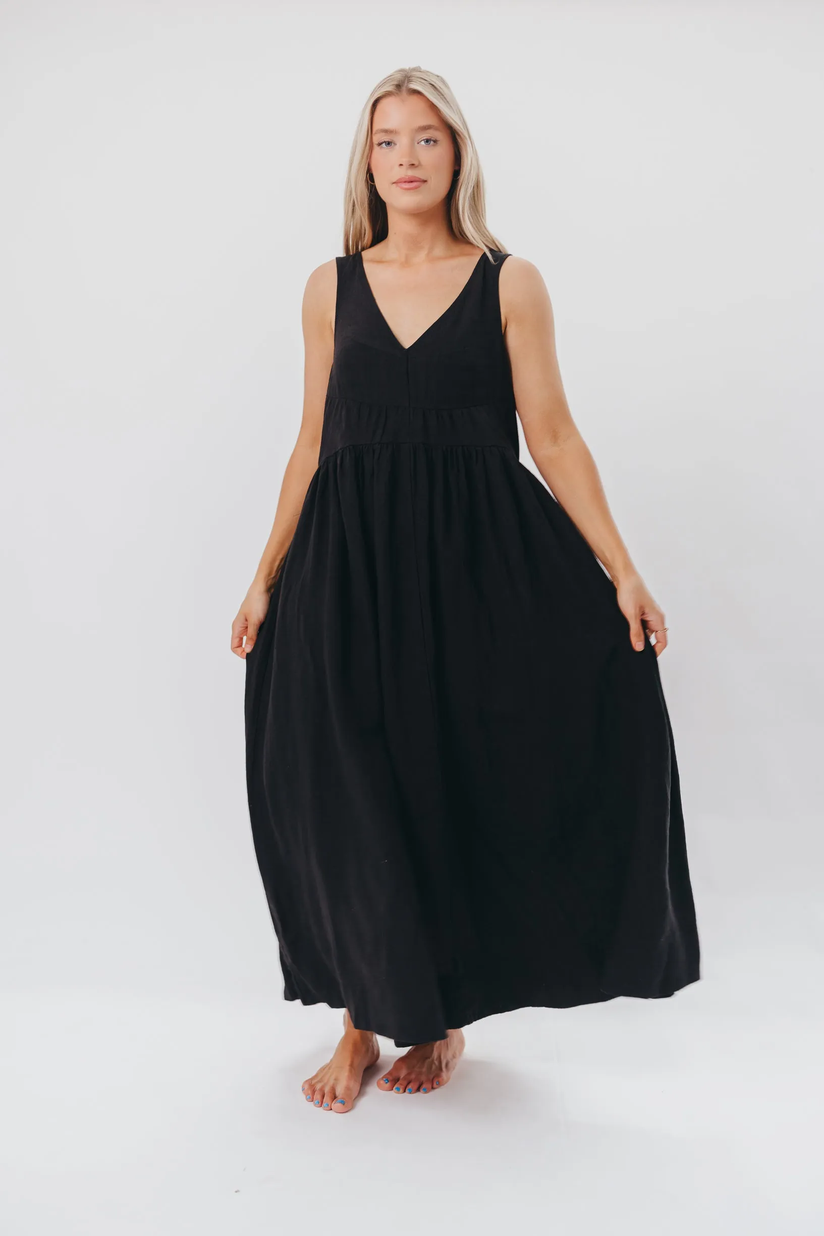 Eleonie 100% Linen Maxi Dress in Black sold by Worth Collective product image thumbnail 3